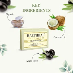 Hasthkar Set of 6 Musk Olive Handmade Soaps for All Skin Types - 125 g Each image 3