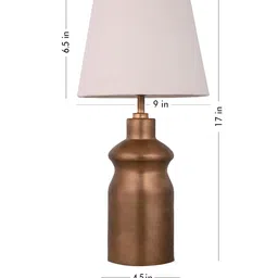 green girgit Copper & White Frustum Shape Copper Base Table Lamp image 5