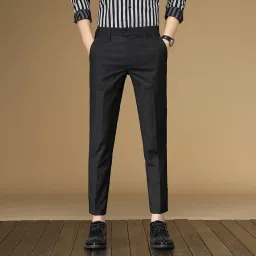 Men Regular Fit Black Polycotton Trousers-image-50