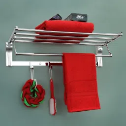 Folding Rack for Bathroom/Stand/Hanger(24 Inch-Matt-) Silver Towel Holder-image-26