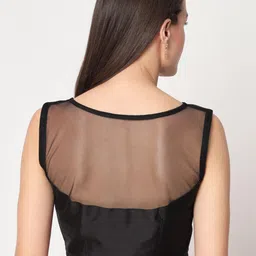 studio rasa Boat Neck Net Ethnic Fitted Crop Top-image-17