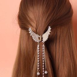 OOMPH Women Gold-Toned & White Embellished Claw Clip-20