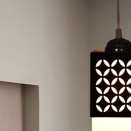 Gojeeva Black Wood Square Shaped Wall Lamp image 5
