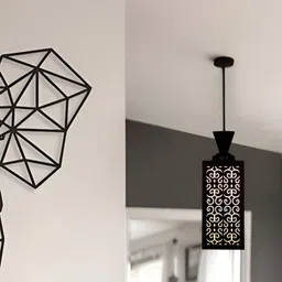 Gojeeva Black Wood Square Shaped Wall Lamp image 5