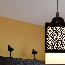 Gojeeva Black Wood Square Shaped Wall Lamp image 4
