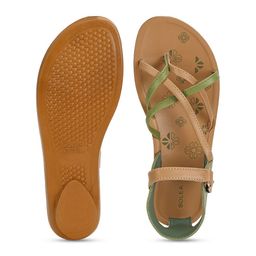 Paragon Colourblocked Open Toe Flats With Backstrap image 5