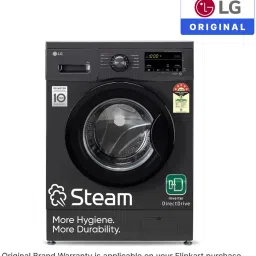 lg 8 kg 5 Star with Steam, Inverter Direct Drive, 6 Motion Direct Drive, Touch Panel and 1400 RPM Fully Automatic Front Load with In-built Heater Black, Grey image 2