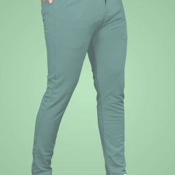 Men Slim Fit Green Lycra Blend Trousers-image-68