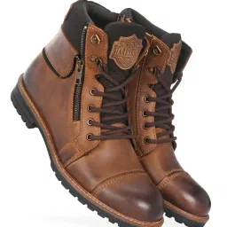 Men's Brown Side-Zip Combat Rider,Biker Boots with Heavy-Duty Rubber Sole Boots For Men-image-13