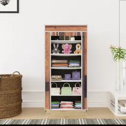 Printed Collapsible Non-Woven Fabric Cabinate 1 Side Pocket 6L-2 PP Collapsible Wardrobe-image-56