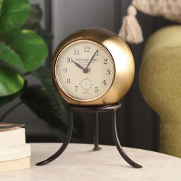 de maison decor Seated Sphere Gold & Black Aluminium Table Clock-picture-18