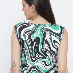 TANDUL Abstract Printed Ruched Crop Top image 5