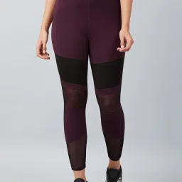 Color Block Women Maroon Tights-image-36