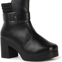 Women’s Ribbed Ankle Collar Boots | Sleek Buckle Design with Textured Style Boots For Women-image-50