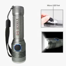 jgg jain gift gallery Pocket Torch Light Focus Rechargeable 3-Modes 2200Mah Led Flash Metal,200 Lumen Torch image 2