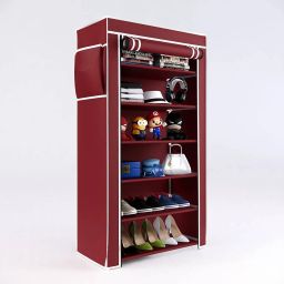 6 layer storage of collapsible wardrobe cum shoe rack with side pocket PVC Collapsible Wardrobe-16