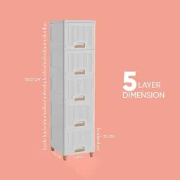 flyup 5 Layer Collapsible Wardrobe for Clothes & Modular Drawer Storage Box PVC Collapsible Wardrobe image 2