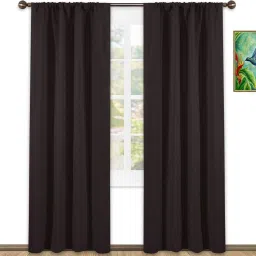 213.3 cm (7 ft) Silk Blackout Door Curtain (Pack Of 2)-image-12
