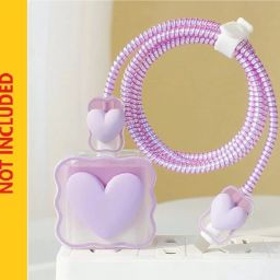 AmericHome Charger Case Cover for iphone 18W/20W USB-C power adaptor cable Purple HEART Cable Protector-image-28