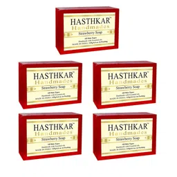 Hasthkar Set of 5 Handmade Strawberry Soap with Glycerin & Coconut Oil - 125 g Each-16