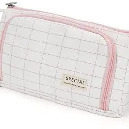 Large Capacity Pencil Case Pouch, Cute Aesthetic Big Capacity Zipper Cases Stationery Makeup Bag, Desk Organizer for College Students, Cheks Art Polyester Pencil Box-15