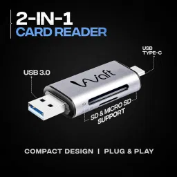 AIWaft Dual Connectivity Card Reader Type C USB 3.0 2-in-1 SD/Micro SD Slots Card Reader image 2