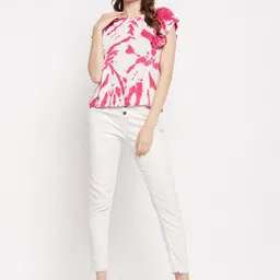 Ruhaans Geometric Print Flutter Sleeve Top image 4