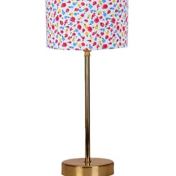 Devansh White & Red Printed Cotton Shade Table Lamp image 5