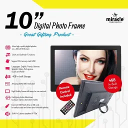 miracle digital 10'' (25.4)cm IPS Digital Photo Frame with Slideshow, Video & Audio Support 10 inch Digital Picture Frame, USB/SD Card Support image 2
