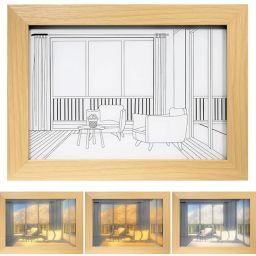 LED Wooden Photo Frame - Luminous Wall Hanging Gift - USB Operated (Rectangular) 7 inch Table-image-23