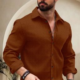 Men Regular Fit Self Design Casual Shirt-image-10