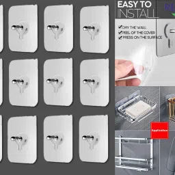 12 Pcs Adhesive screw wall hooks for hanging strong wall hooks for photo frames Hook 12-image-94