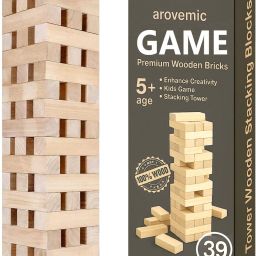 KING Jenga Wooden Block Stacking Tower Game for Kids Ages 5+-image-1