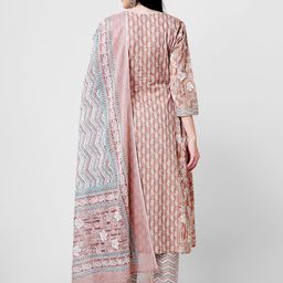 KALINI Floral Printed Pure Cotton Regular Kurta with Palazzos & With Dupatta image 3