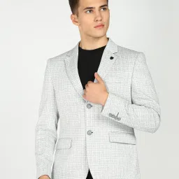 Men Self Design Single Breasted Casual Blazer-image-31