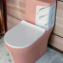 Premium Quality C015 Premium Quality Shining Pink Commode With White Marble Finish and Round Western Commode-image-56