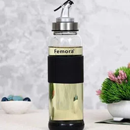 femora 500ml Borosilicate Glass Oil Dispenser with Leakproof Wooden Lid-picture-11