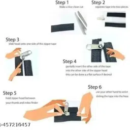 zippro Zipper Roll (#5) 5 Meter with 10 Zip Puller White Nylon Two Way Closed-ended Zipper image 2