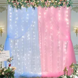 Blue and Pink Net with Led Light for Boy/Girl Baby Shower Wall Decoration 5*8 ft-image-60