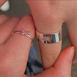 Valentine Couple Combo Stylish Finger Rings Couples Butterfly Lovers Silver Alloy Silver Plated Ring Set-9