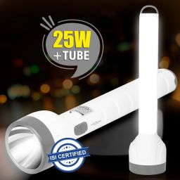 Rocklight Rechargeable High Quality 25 Watt Torch with Long Emergency Tube with Duel Battery Torch-image-2
