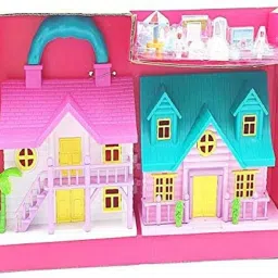 Funny Doll House Play Set with Loving Family-image-74