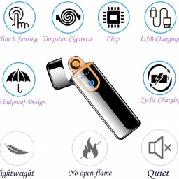 g2l Smart Fingerprint Sensor Lighter with Indicator Light, Compact & Portable Design USB RECHARGEABLE Power Indicator Flameless USB Finger TOUCH LIGHTER Lighter Pocket Lighter image 3