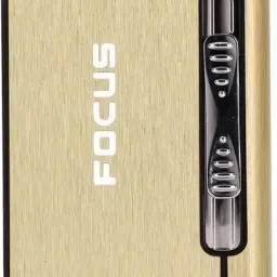 FOCUS Long Cloud Gold Cigarette Case with Inbuilt Lighter I Ideal for 84mm King Size 10 pcs Cigarette Pocket Lighter-28