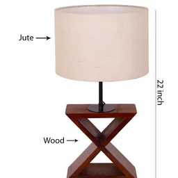 Devansh White Cross Wooden Table Lamp with Jute Shade image 4