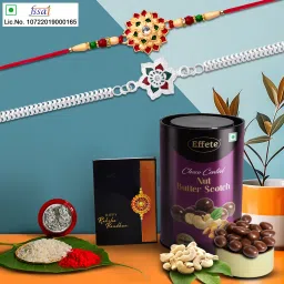 Designer Rakhi Combo Gift Set for Brother |Butterscotch 96Gm|Chocolate|Y22K2_501+A31_BS Assorted Rakhi Set-7
