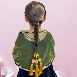 GOLDEN PUNJABI PARANDA BRAID HAIR EXTENSIONS FOR CHILDREN TEENAGERS AND GIRLS Hair Extension-image-33