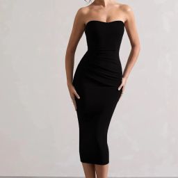 Women Bodycon Black Knee Length Dress-image-18