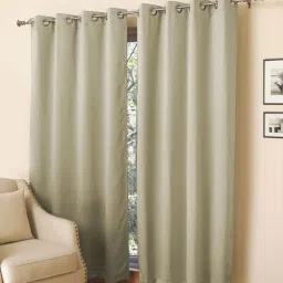 Brown Solid Polyester 9 Ft Blackout Eyelet Door Curtains (Set of 2) by ROSARAHOME-picture-30