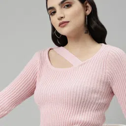 SHOWOFF Self Design Wool Top-image-2